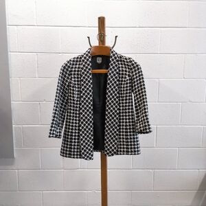 Anne Klein Women's Open-Front Houndstooth 3/4 Sleeve Blazer